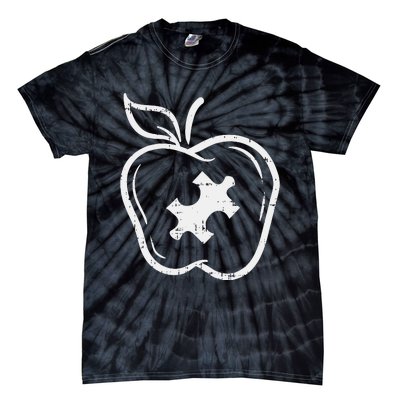 Autism Teacher Special Education Awareness Apple Tie-Dye T-Shirt