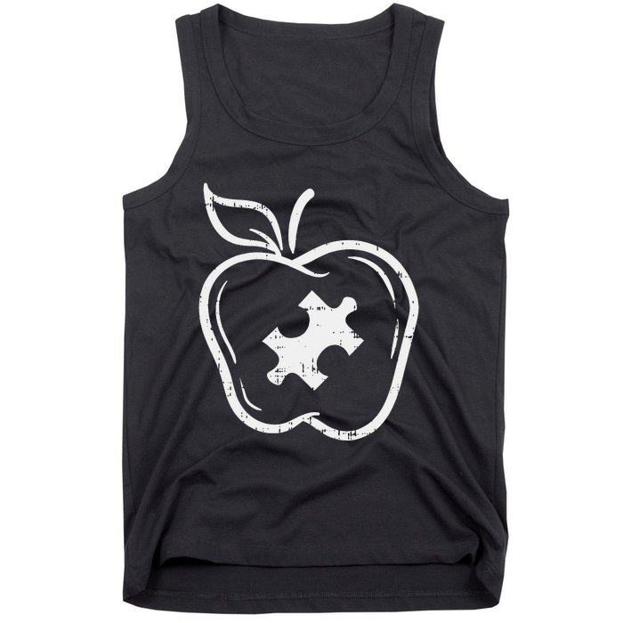 Autism Teacher Special Education Awareness Apple Tank Top