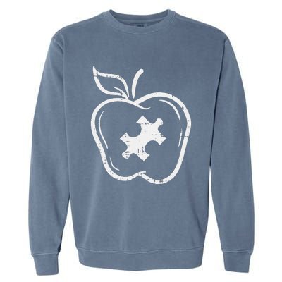 Autism Teacher Special Education Awareness Apple Garment-Dyed Sweatshirt