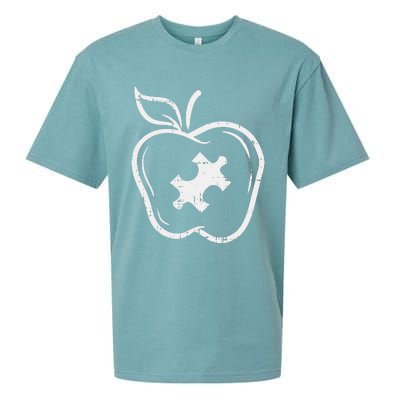 Autism Teacher Special Education Awareness Apple Sueded Cloud Jersey T-Shirt