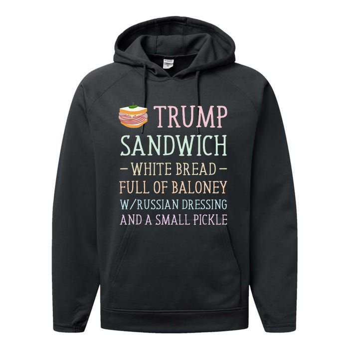 Anti Trump Sandwich Sign Funny Performance Fleece Hoodie