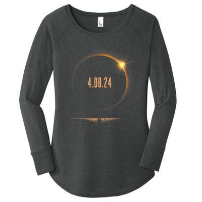 America Totality Spring 4 08 24 Total Solar Eclipse 2024 Women's Perfect Tri Tunic Long Sleeve Shirt