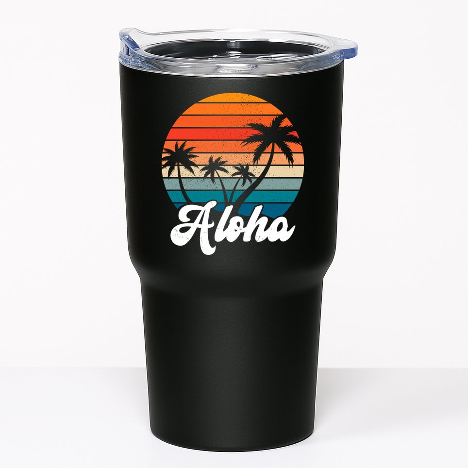 Aloha Tropical Sunset Vintage Vacation Tumbler