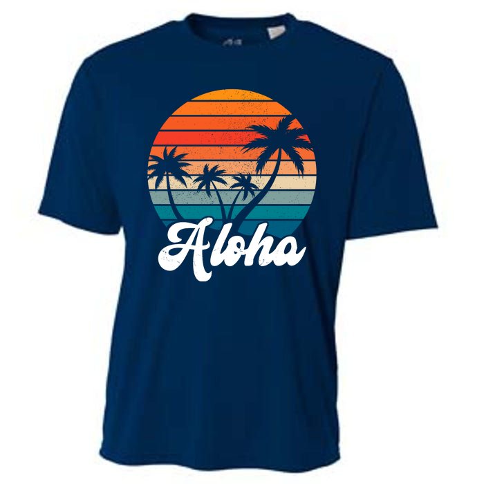 Aloha Tropical Sunset Vintage Vacation Cooling Performance Crew T-Shirt