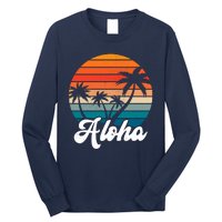 Aloha Tropical Sunset Vintage Vacation Long Sleeve Shirt