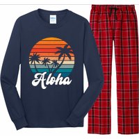 Aloha Tropical Sunset Vintage Vacation Long Sleeve Pajama Set