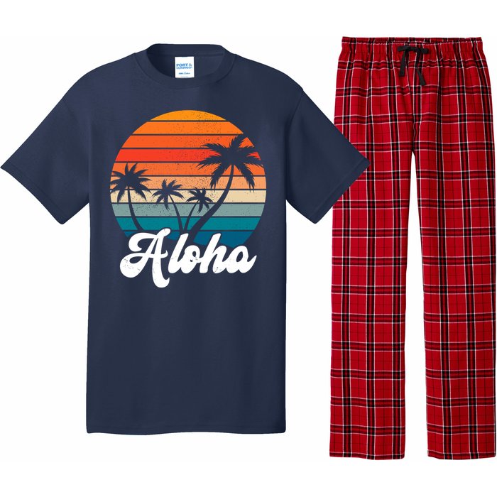 Aloha Tropical Sunset Vintage Vacation Pajama Set