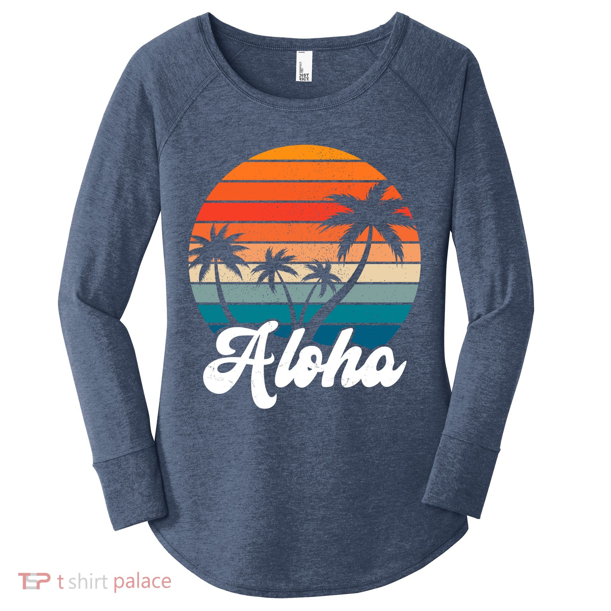 Aloha Tropical Sunset Vintage Vacation Women's Perfect Tri Tunic Long Sleeve Shirt