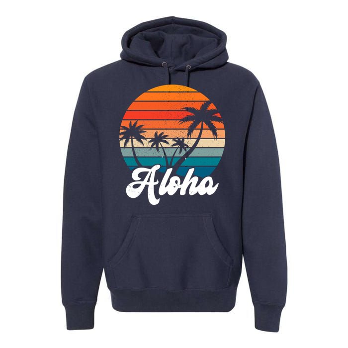 Aloha Tropical Sunset Vintage Vacation Premium Hoodie