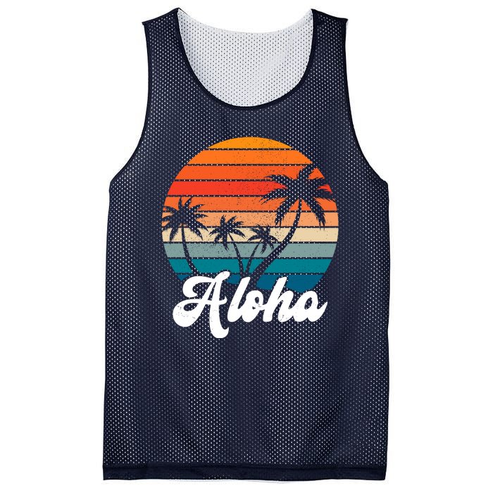 Aloha Tropical Sunset Vintage Vacation Mesh Reversible Basketball Jersey Tank