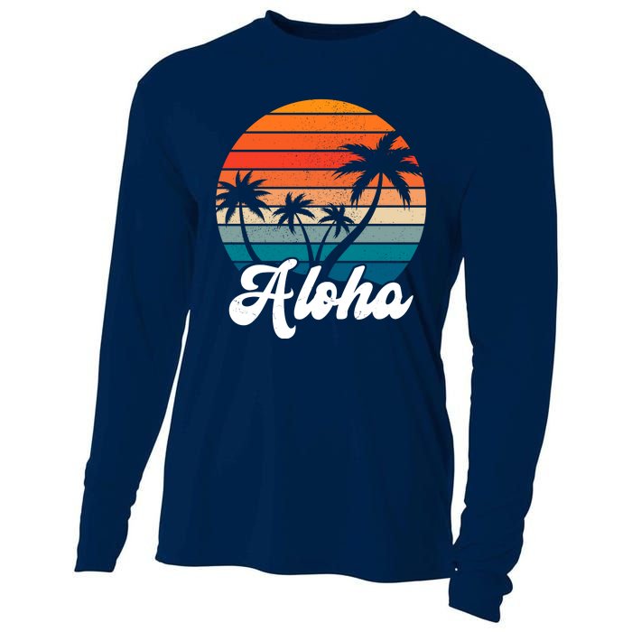 Aloha Tropical Sunset Vintage Vacation Cooling Performance Long Sleeve Crew