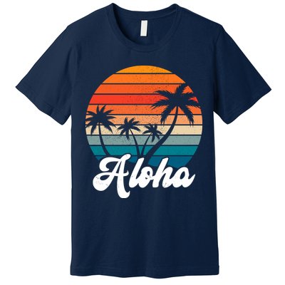 Aloha Tropical Sunset Vintage Vacation Premium T-Shirt