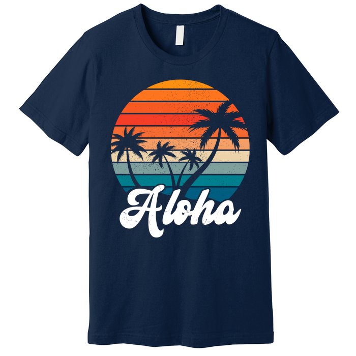 Aloha Tropical Sunset Vintage Vacation Premium T-Shirt