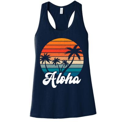 Aloha Tropical Sunset Vintage Vacation Womens Tank Top
