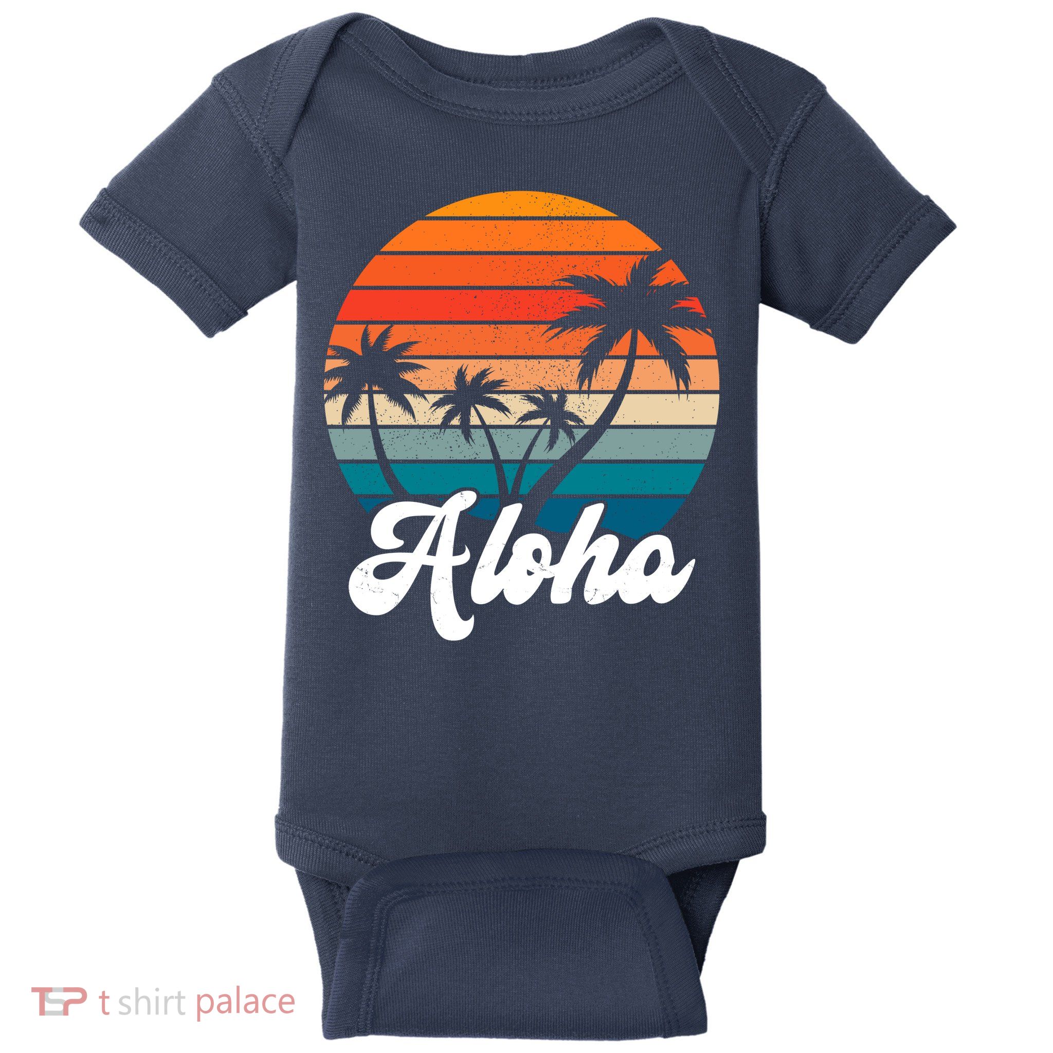 Aloha Tropical Sunset Vintage Vacation Baby Bodysuit