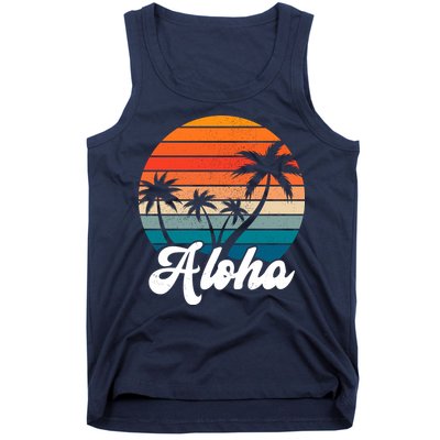 Aloha Tropical Sunset Vintage Vacation Tank Top