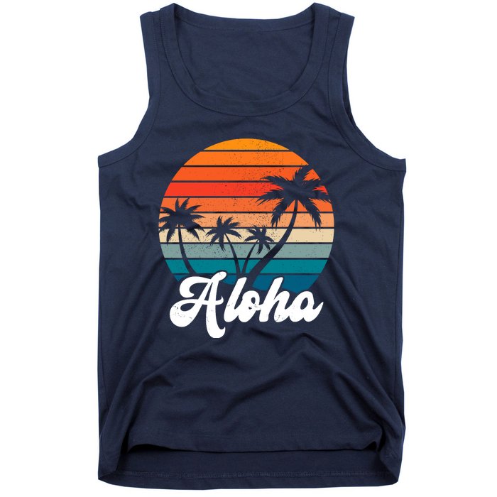 Aloha Tropical Sunset Vintage Vacation Tank Top