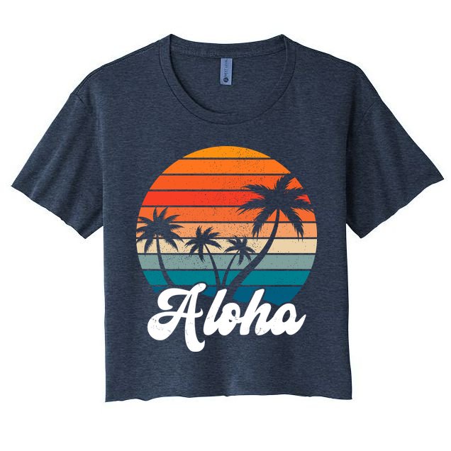 Aloha Tropical Sunset Vintage Vacation Crop Top