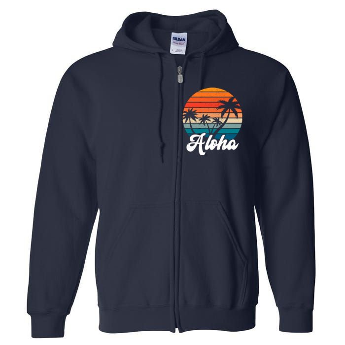 Aloha Tropical Sunset Vintage Vacation Full Zip Hoodie