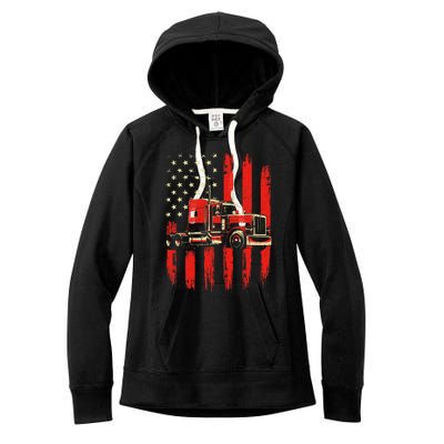 American Trucker Semi Truck Driver Trucking Women's Fleece Hoodie