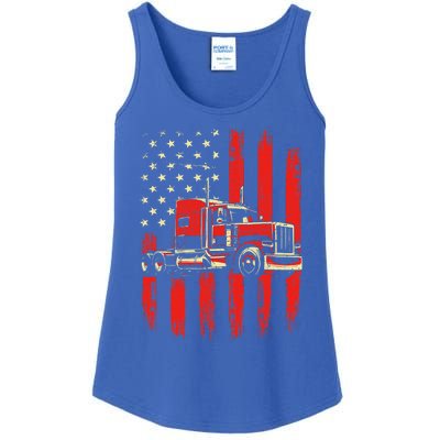 American Trucker Semi Truck Driver Trucking Ladies Essential Tank