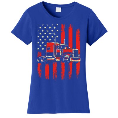 American Trucker Semi Truck Driver Trucking Women's T-Shirt