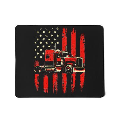 American Trucker Semi Truck Driver Trucking Big Rig Mousepad