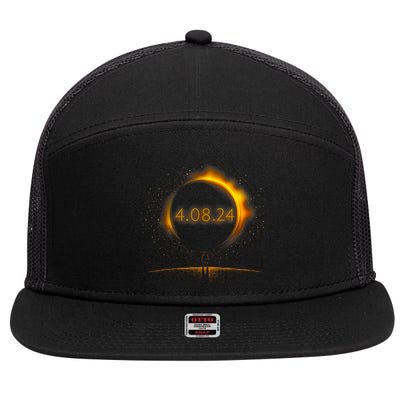 America Totality Spring 4.08.24 Total Solar Eclipse 2024 7 Panel Mesh Trucker Snapback Hat