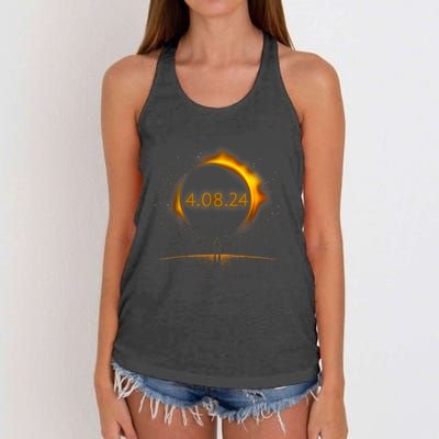 America Totality Spring 4.08.24 Total Solar Eclipse 2024 Women's Knotted Racerback Tank