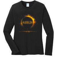 America Totality Spring 4.08.24 Total Solar Eclipse 2024 Ladies Long Sleeve Shirt