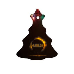 America Totality Spring 4.08.24 Total Solar Eclipse 2024 Ceramic Tree Ornament