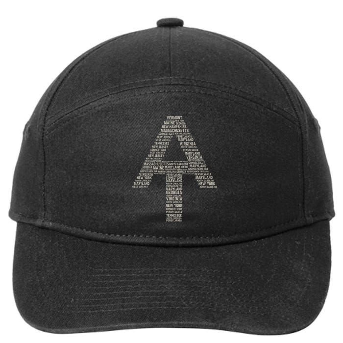 Appalachian Trail Symbol Word Cloud With Us Staates 7-Panel Snapback Hat