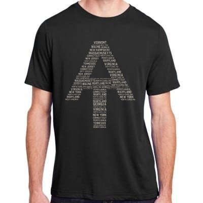 Appalachian Trail Symbol Word Cloud With Us Staates Adult ChromaSoft Performance T-Shirt