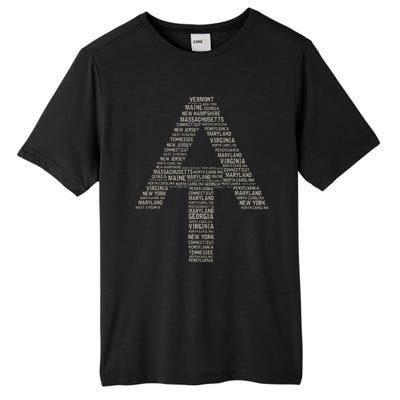 Appalachian Trail Symbol Word Cloud With Us Staates Tall Fusion ChromaSoft Performance T-Shirt