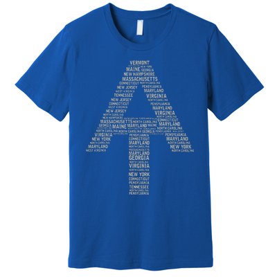 Appalachian Trail Symbol Word Cloud With Us Staates Premium T-Shirt