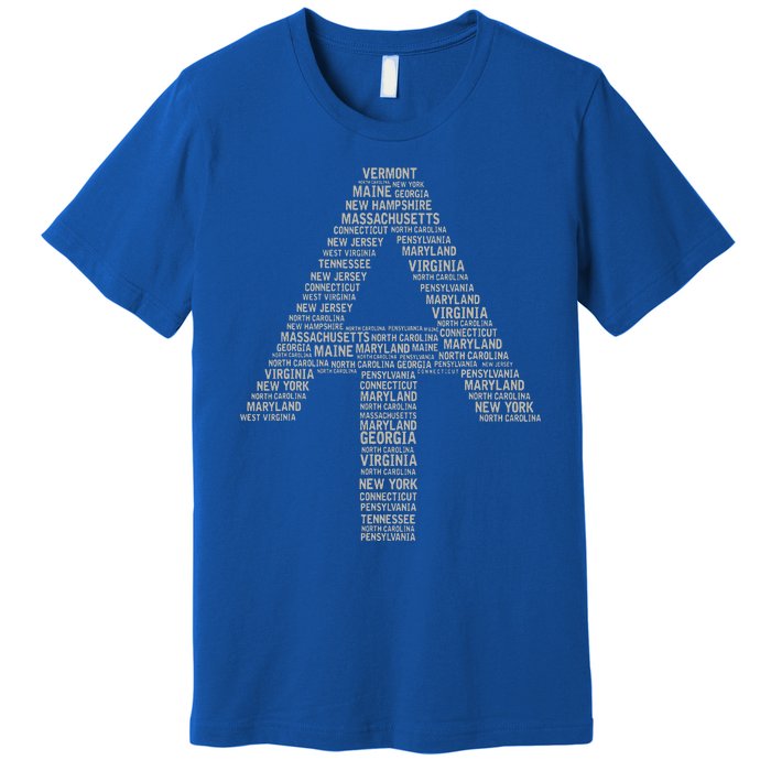 Appalachian Trail Symbol Word Cloud With Us Staates Premium T-Shirt