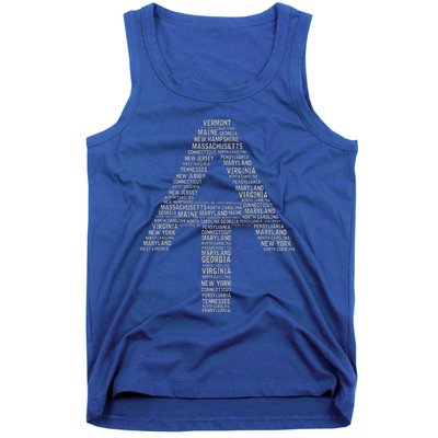 Appalachian Trail Symbol Word Cloud With Us Staates Tank Top