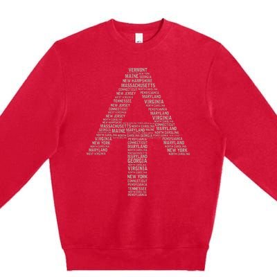 Appalachian Trail Symbol Word Cloud With Us Staates Premium Crewneck Sweatshirt