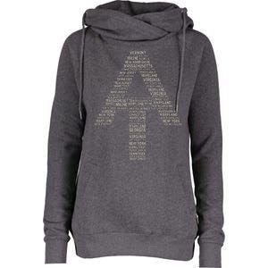 Appalachian Trail Symbol Word Cloud With Us Staates Womens Funnel Neck Pullover Hood