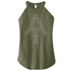 Appalachian Trail Symbol Word Cloud With Us Staates Women's Perfect Tri Rocker Tank