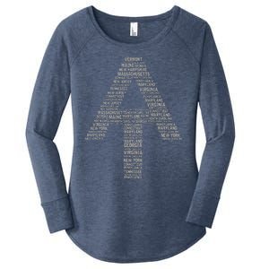 Appalachian Trail Symbol Word Cloud With Us Staates Women's Perfect Tri Tunic Long Sleeve Shirt