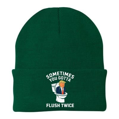 Anti Trump Sometimes You Gotta Flush Twice Knit Cap Winter Beanie