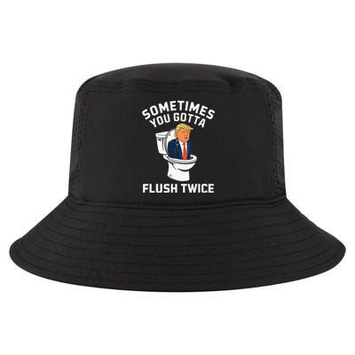 Anti Trump Sometimes You Gotta Flush Twice Cool Comfort Performance Bucket Hat