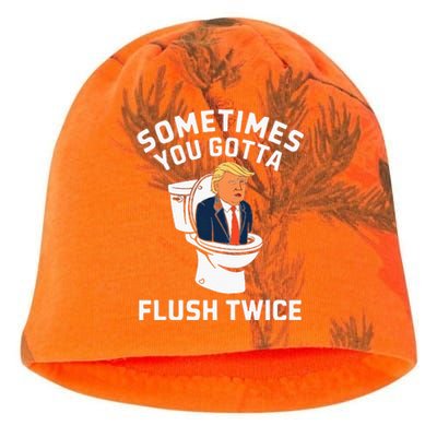 Anti Trump Sometimes You Gotta Flush Twice Kati - Camo Knit Beanie