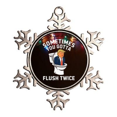 Anti Trump Sometimes You Gotta Flush Twice Metallic Star Ornament