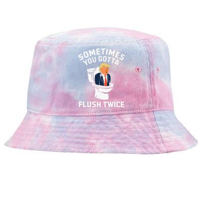 Anti Trump Sometimes You Gotta Flush Twice Tie-Dyed Bucket Hat