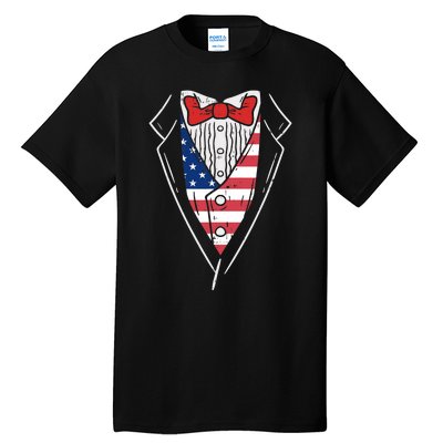 American Tuxedo Suit Funny 4th Of July Patriot Boy Gift Tall T-Shirt