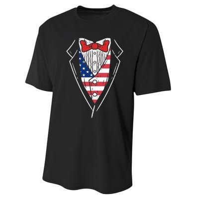 American Tuxedo Suit Funny 4th Of July Patriot Boy Gift Performance Sprint T-Shirt