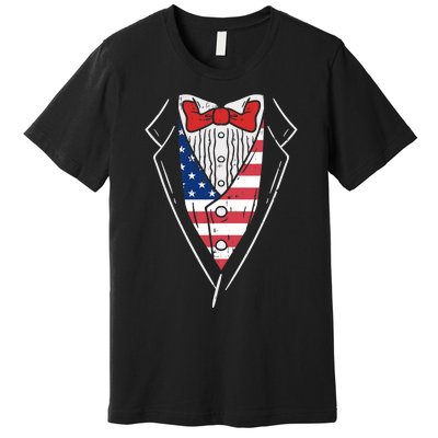 American Tuxedo Suit Funny 4th Of July Patriot Boy Gift Premium T-Shirt