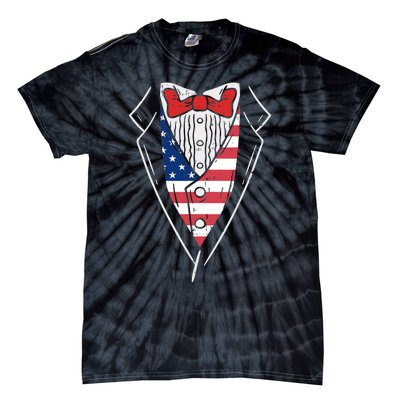 American Tuxedo Suit Funny 4th Of July Patriot Boy Gift Tie-Dye T-Shirt